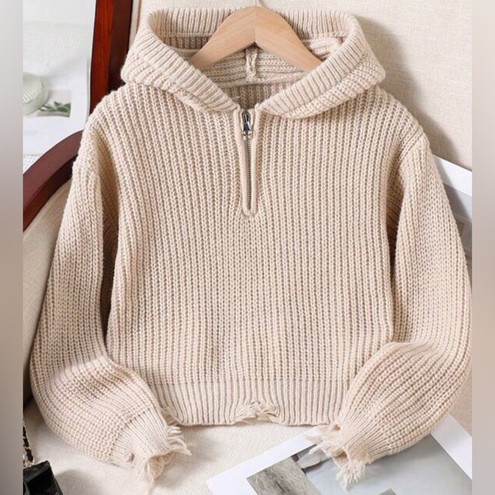 Woman’s Quarter Zip Soft Knit Cropped Sweater